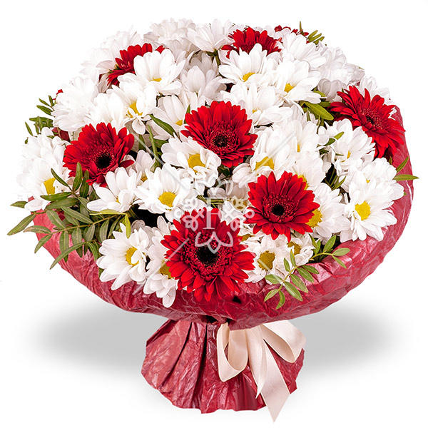 Яркий день – букет с красными герберами Яркий день - букет с красными герберами