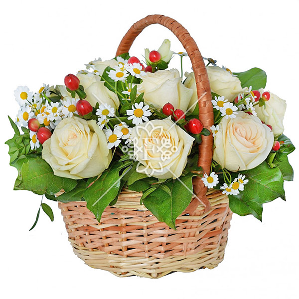 Сказочное утро – корзина с розами Сказочное утро - корзина с розами