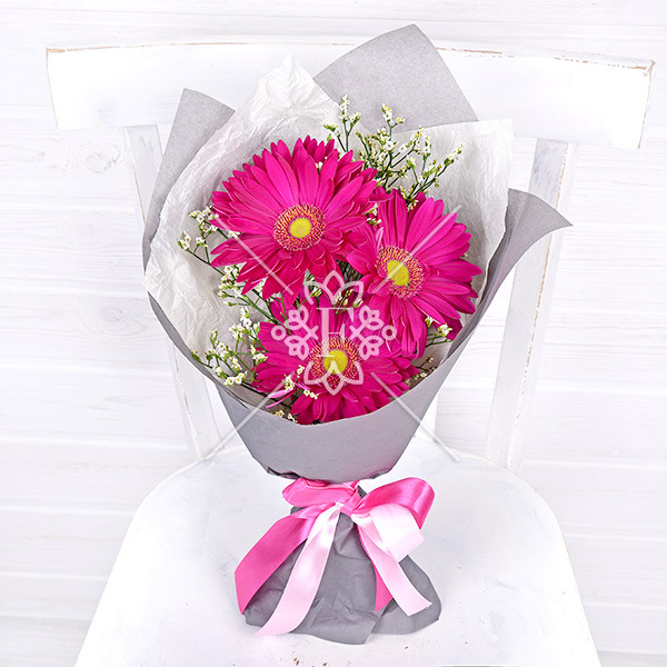 Малиновый закат - букет из гербер